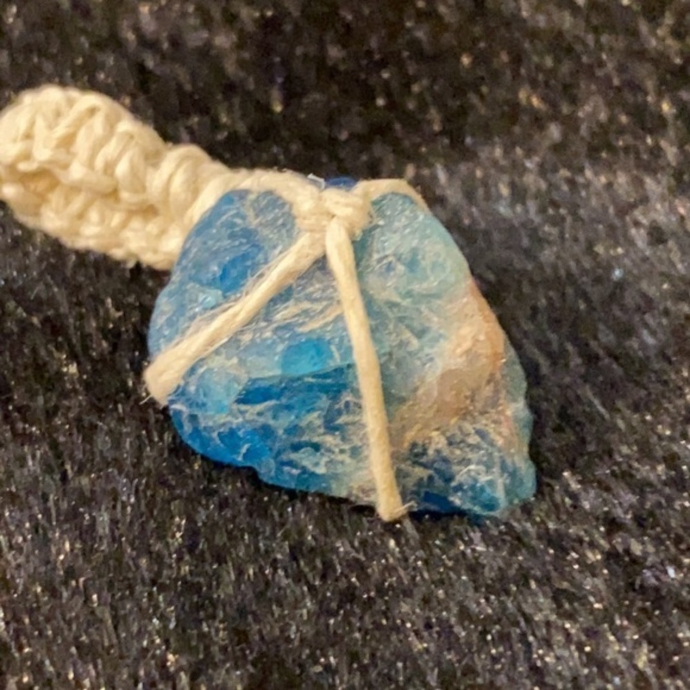 21+ carat rough mined blue apatite pedant